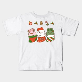 Bunnies Christmas Stockings 2 Kids T-Shirt